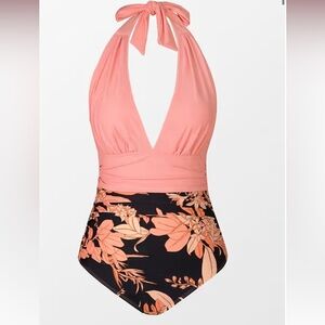 Floral Halter One-Piece Swimsuit